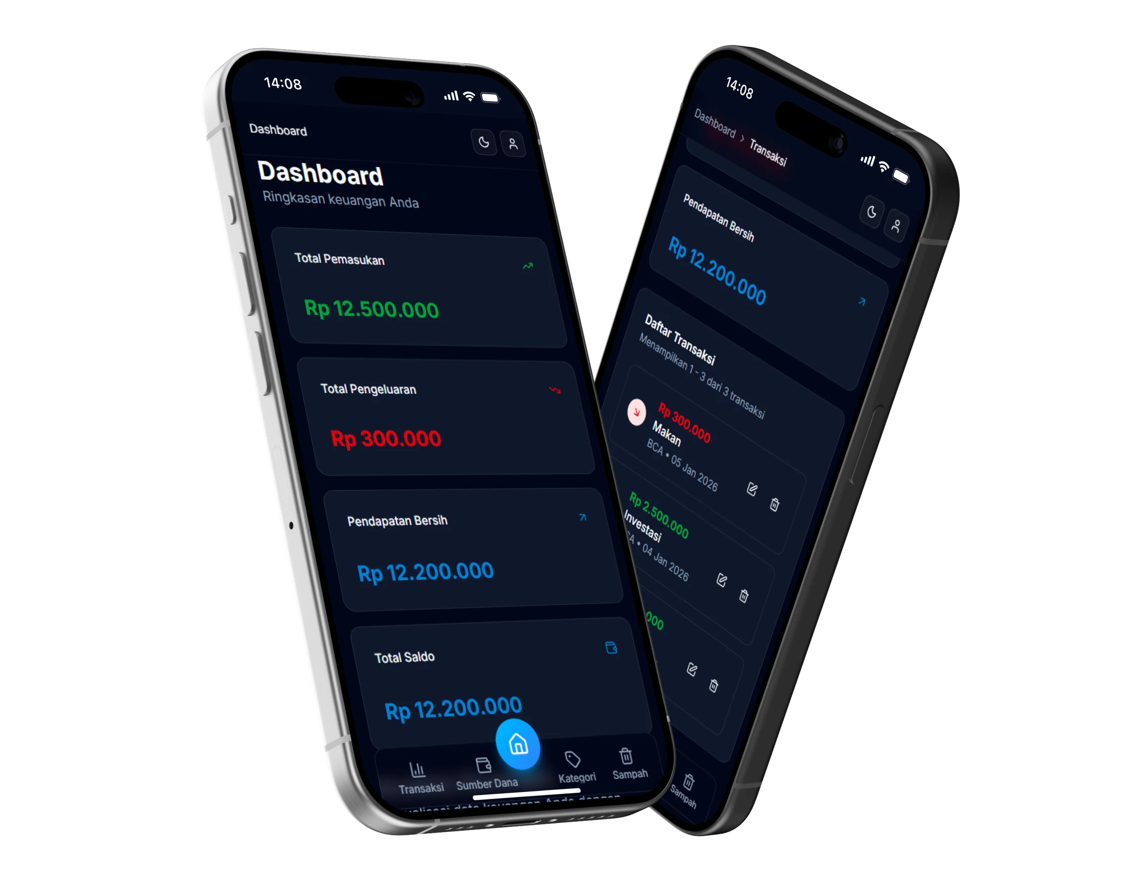 Finance Track App Mockup